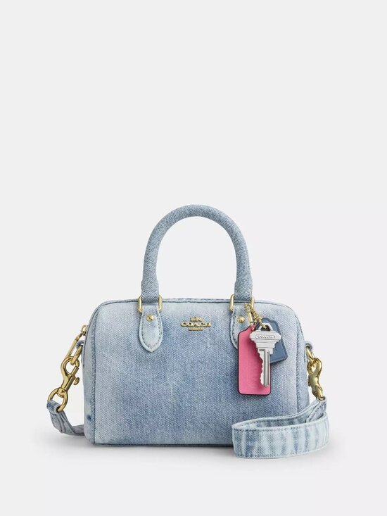 Coach Handbags - Coach Outlet Mini Rowan Crossbody Bag In Loved Denim With Charms